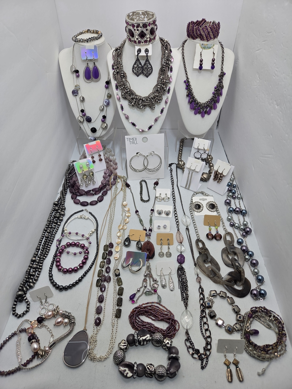 HUGE 50pc Vintage & Modern Jewelry Lot J JILL LIA SOPHIA Necklace Earrings PLUM